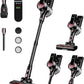 Cordless Vacuum Cleaner, Self-Standing 40Kpa 45Mins Vacuum Cleaners for Home, 8-in-1 Lightweight Stick Vacuum with Anti-tangle Wireless Vacuum for Carpet, Tile, Pet Hair, Hardwood Floors, Black